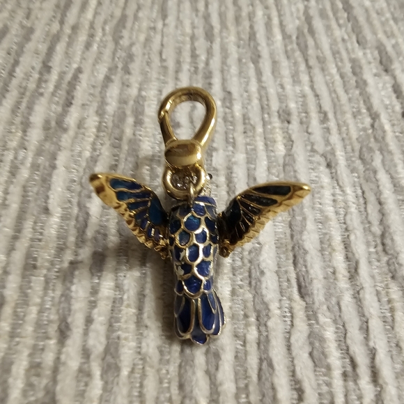♡ Vintage Juicy Couture Hummingbird Charm Enamel Pave Crystal Gold ♡ - Picture 2 of 5